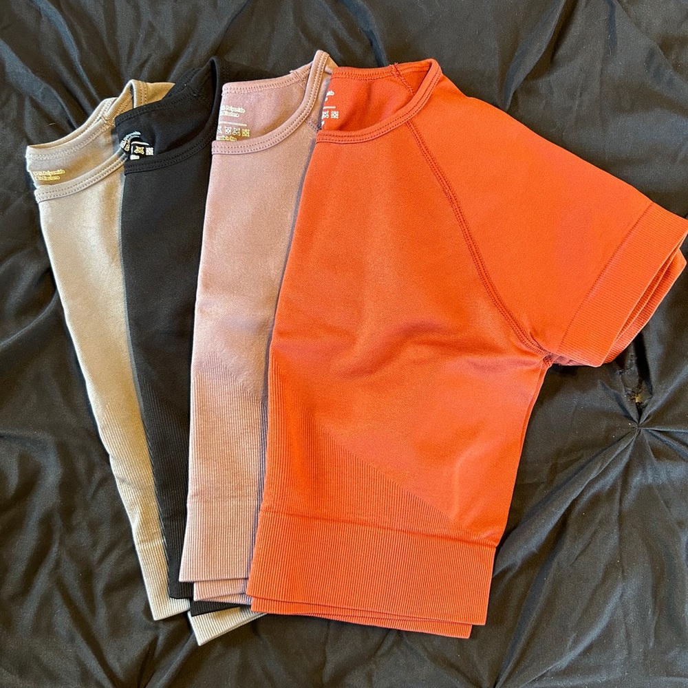SHEIN Crop Top Bundle - Orange, Mauve, Black, Tan